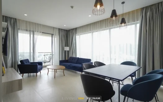 ID: 1765 | Diamond Island: Fully furnished 3-bedroom apartment for lease in Bora Tower (117 m², 10th floor)