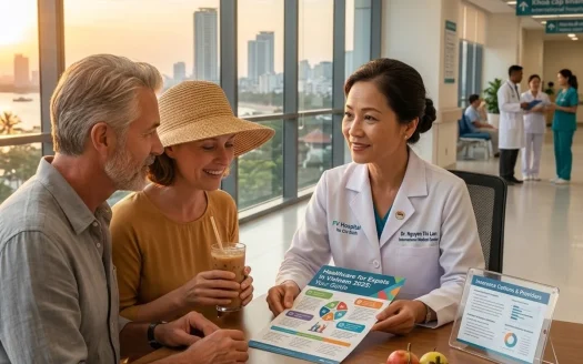 An expat family inquiring about health services in an hospital